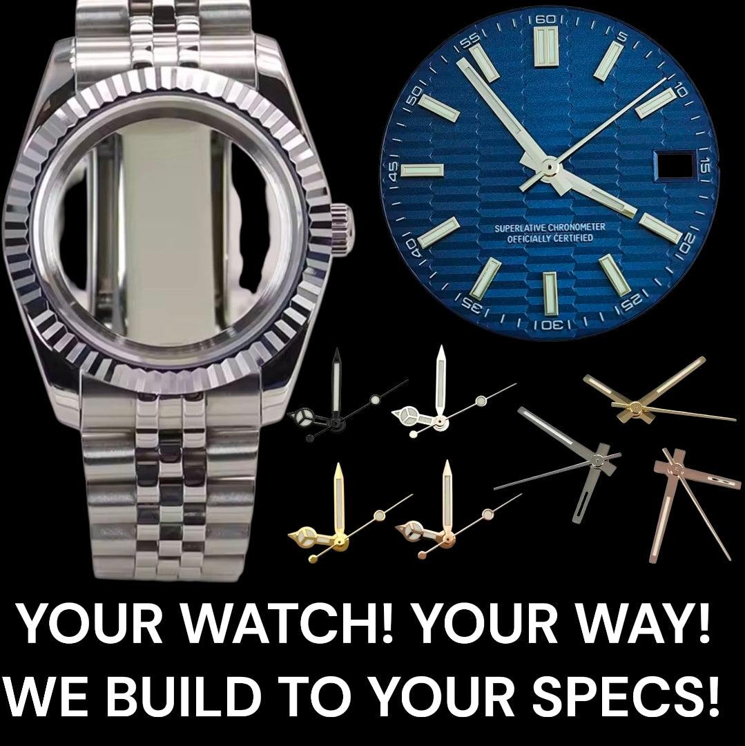 SeikJust Date Window Blue Ripple Motif Dial Mod - Modtime - MODTIME