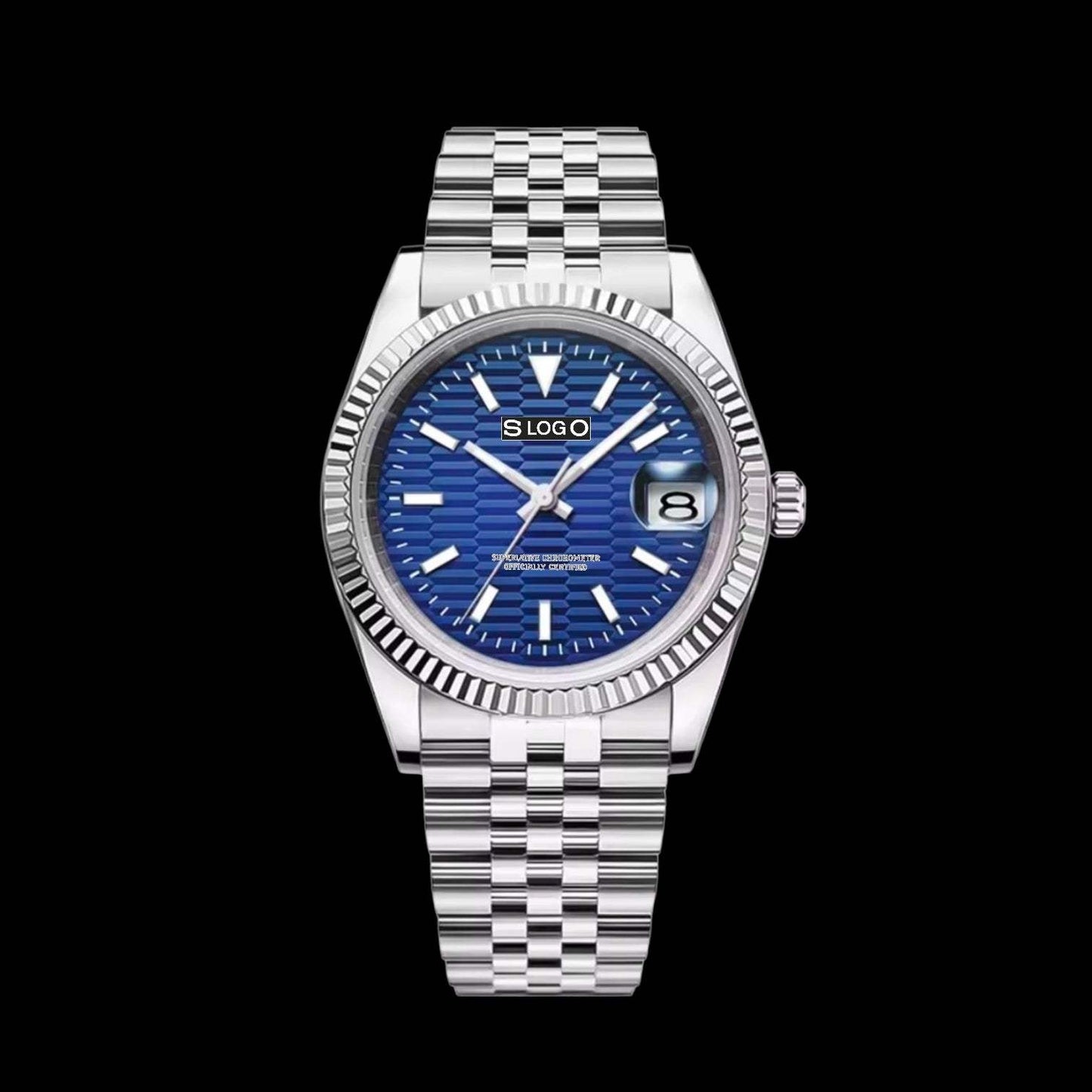 SeikJust Date Window Blue Ripple Motif Dial Mod - Modtime - MODTIME