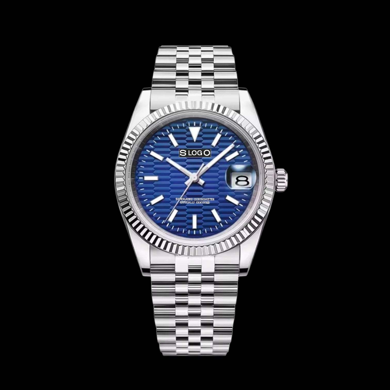 SeikJust Date Window Blue Ripple Motif Dial Mod - Modtime - MODTIME