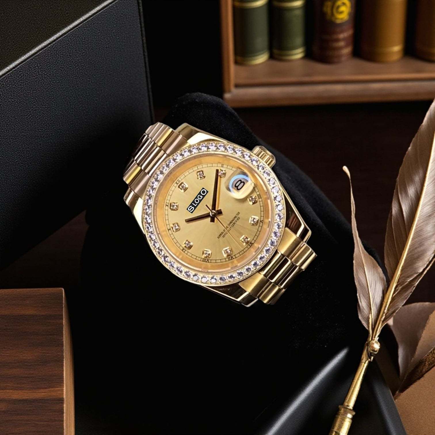 Seiko Mod DateJust  Gold Dial Diamond - Modtime Creations