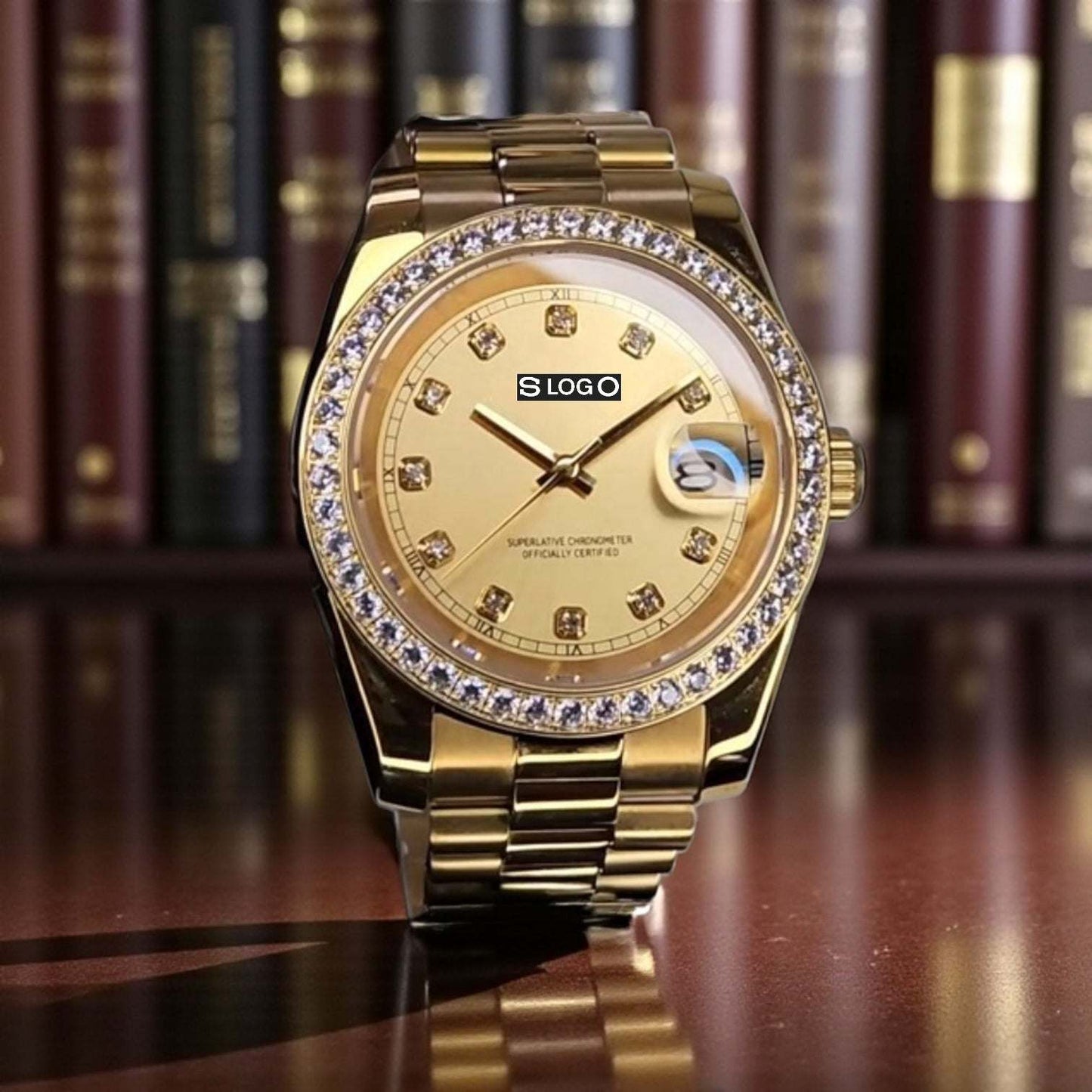 Seiko Mod DateJust  Gold Dial Diamond - Modtime Creations