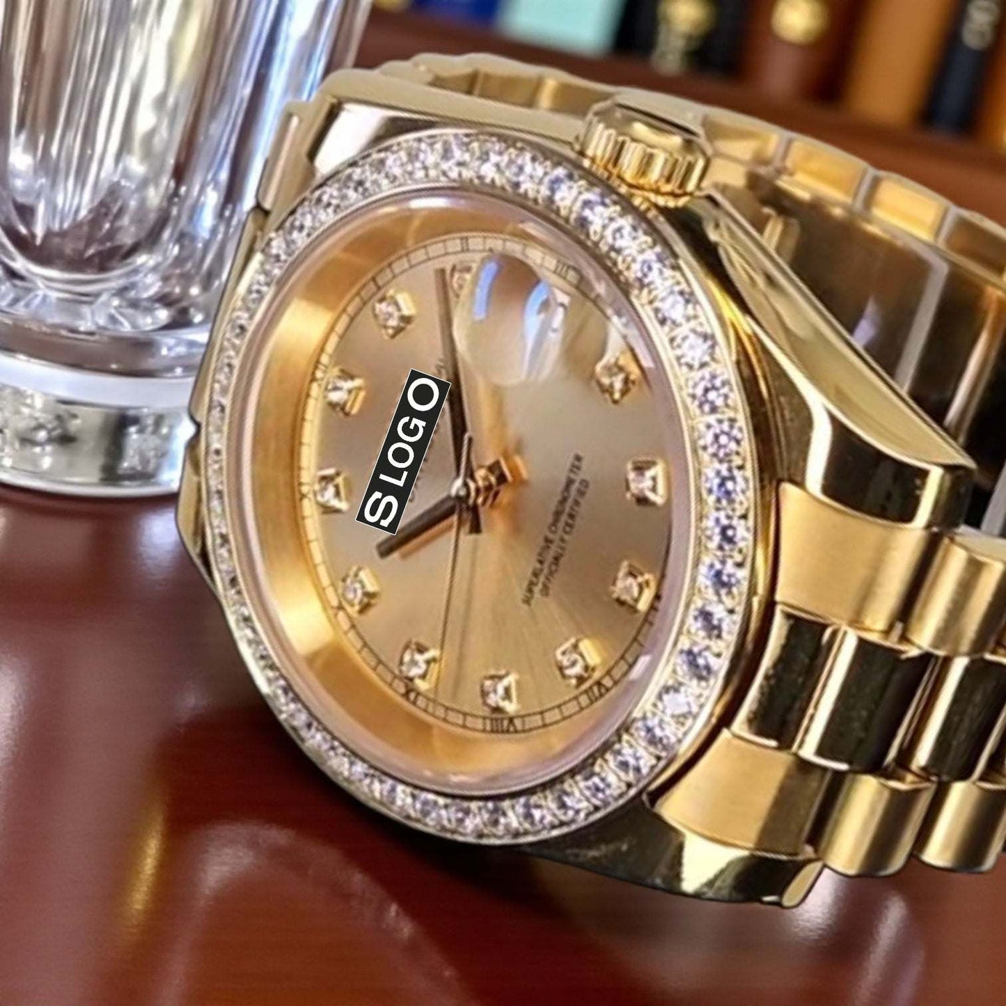 Seiko Mod DateJust  Gold Dial Diamond - Modtime Creations