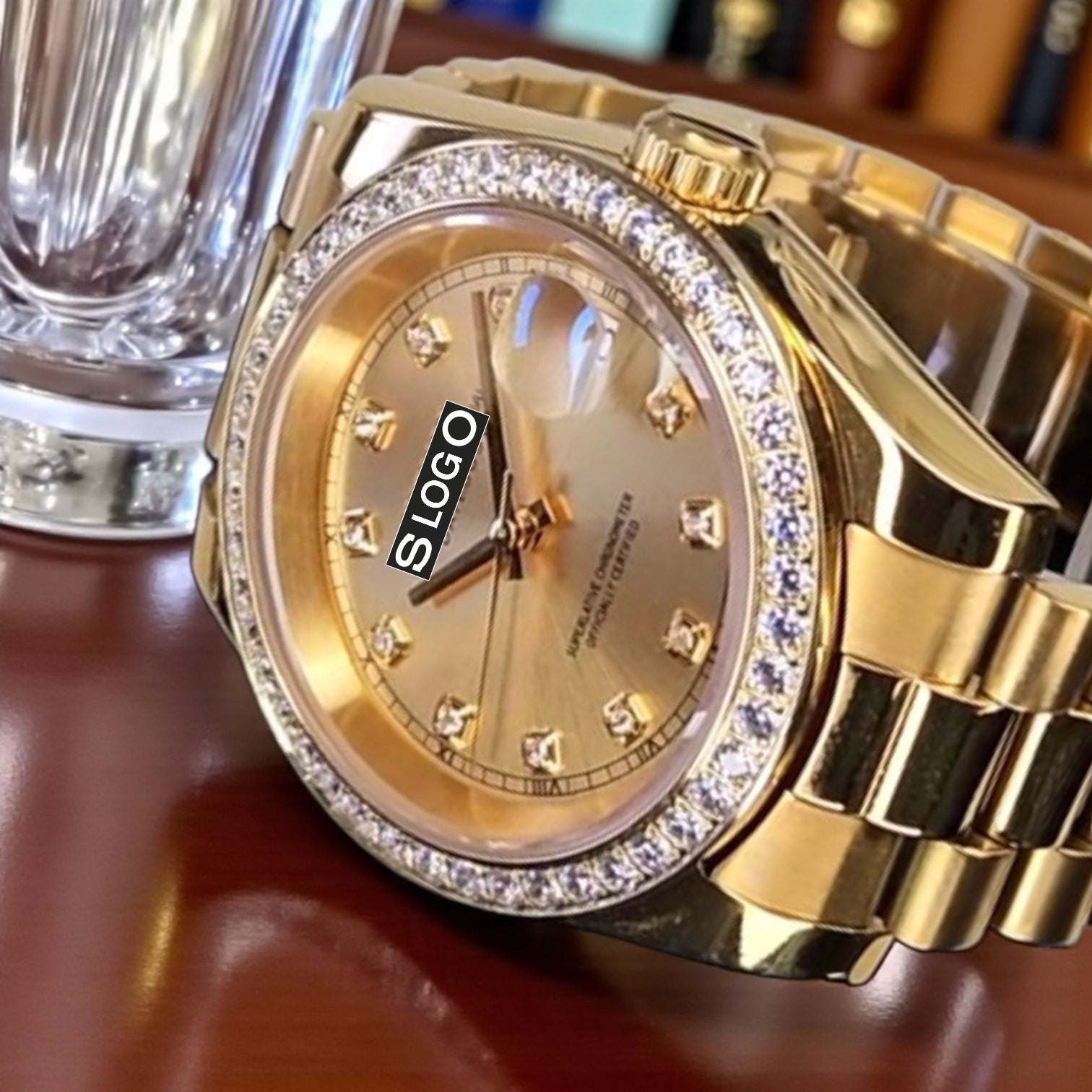 Seiko Mod DateJust  Gold Dial Diamond - Modtime Creations