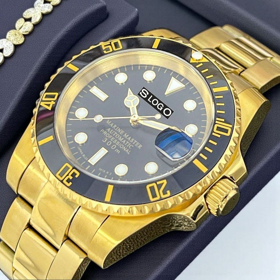 Seiko Mod Submariner Diver Black Gold Series - Modtime Creations
