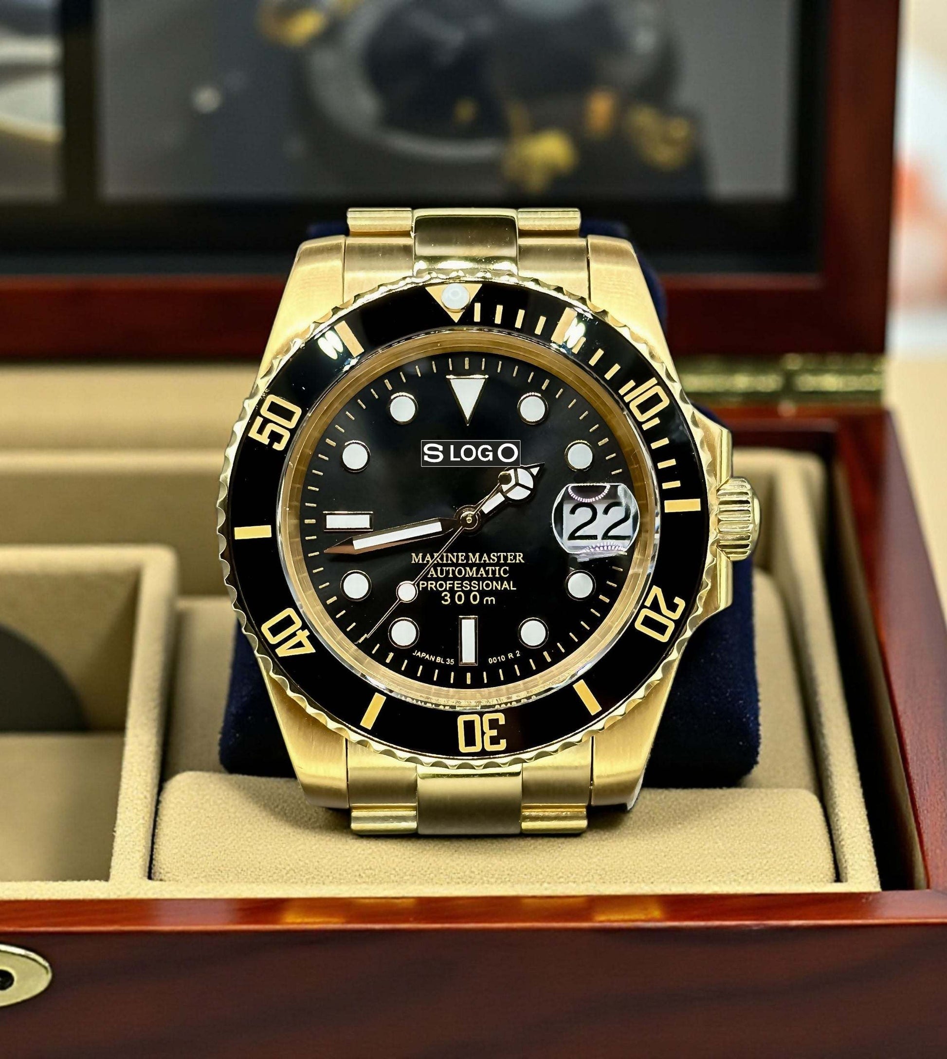 Seiko Mod Submariner Diver Black Gold Series - Modtime Creations