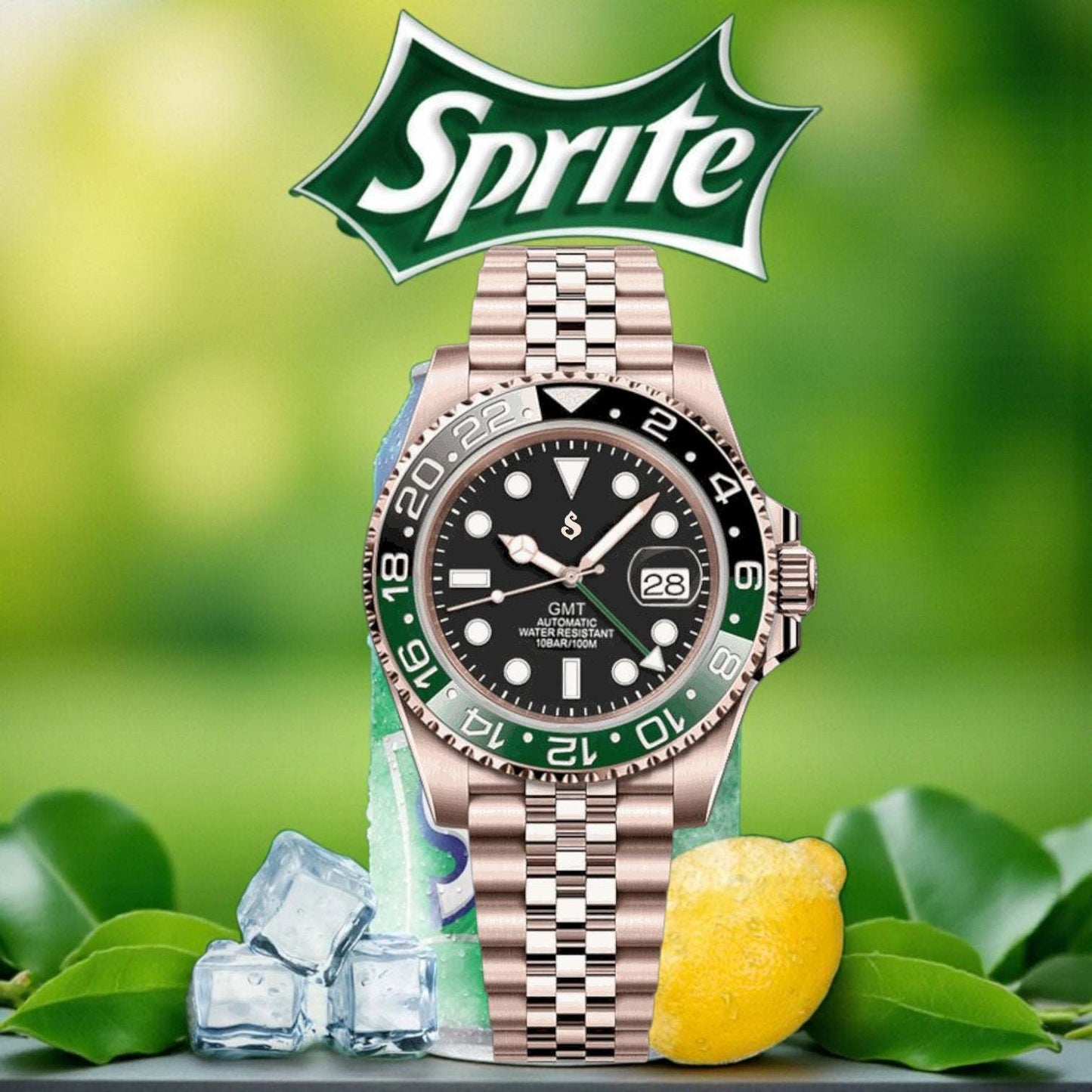 SeikMariner GMT Rose Gold " Sprite " Mod Series - Modtime - MODTIME