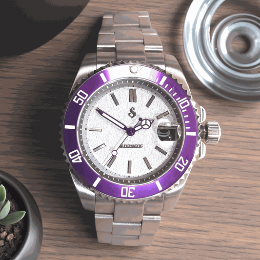 Seiko Mod Submariner Yachtmaster Purple White Joker Sub Diver - Modtime