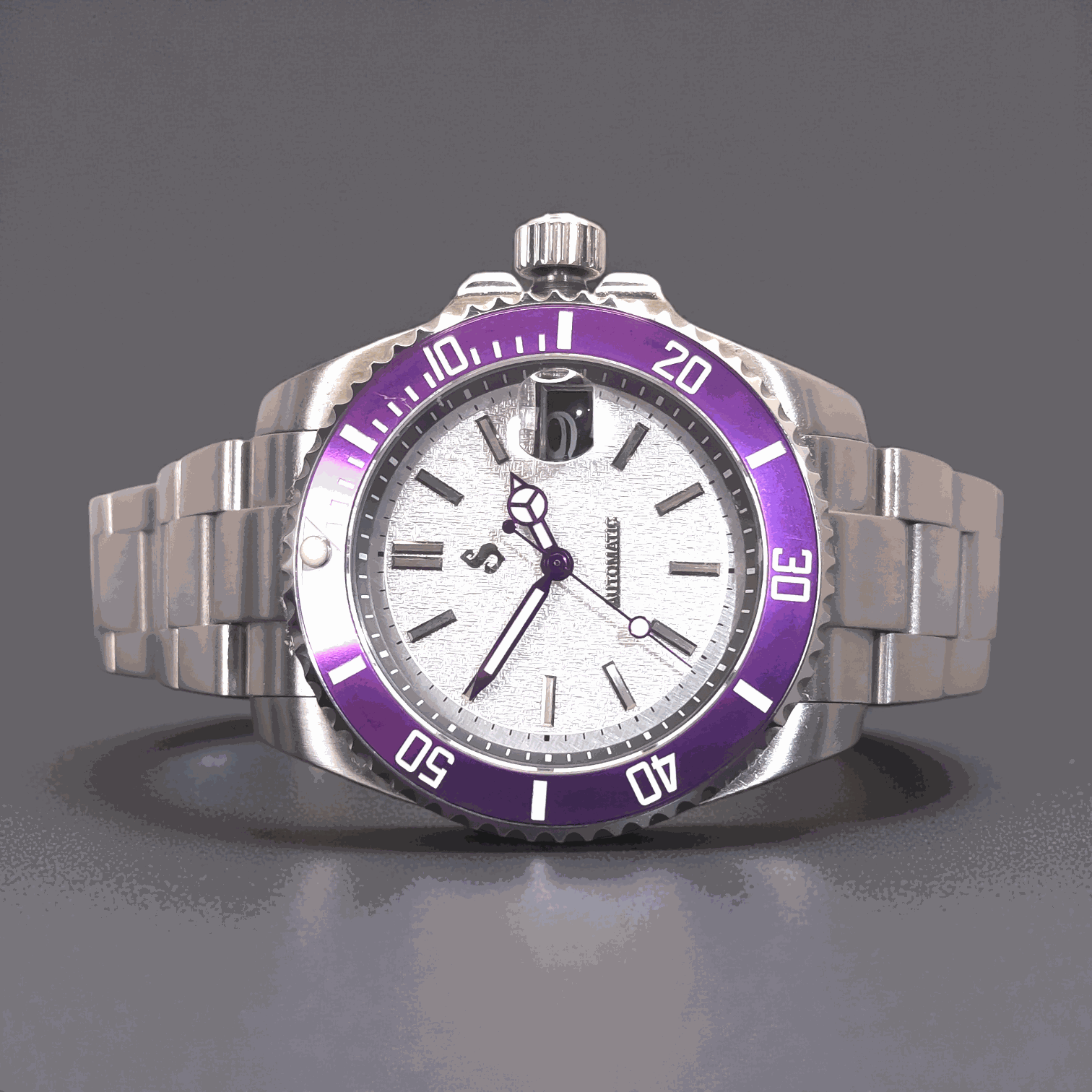 Seiko Mod Submariner Yachtmaster Purple White Joker Sub Diver - Modtime