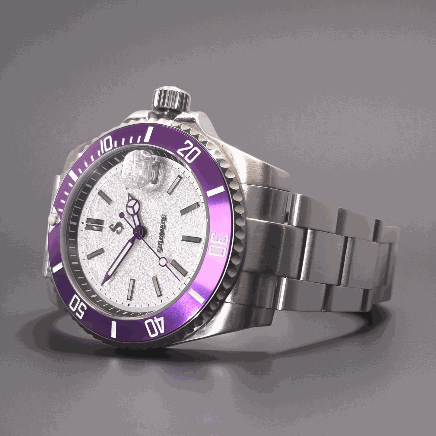 Seiko Mod Submariner Yachtmaster Purple White Joker Sub Diver - Modtime