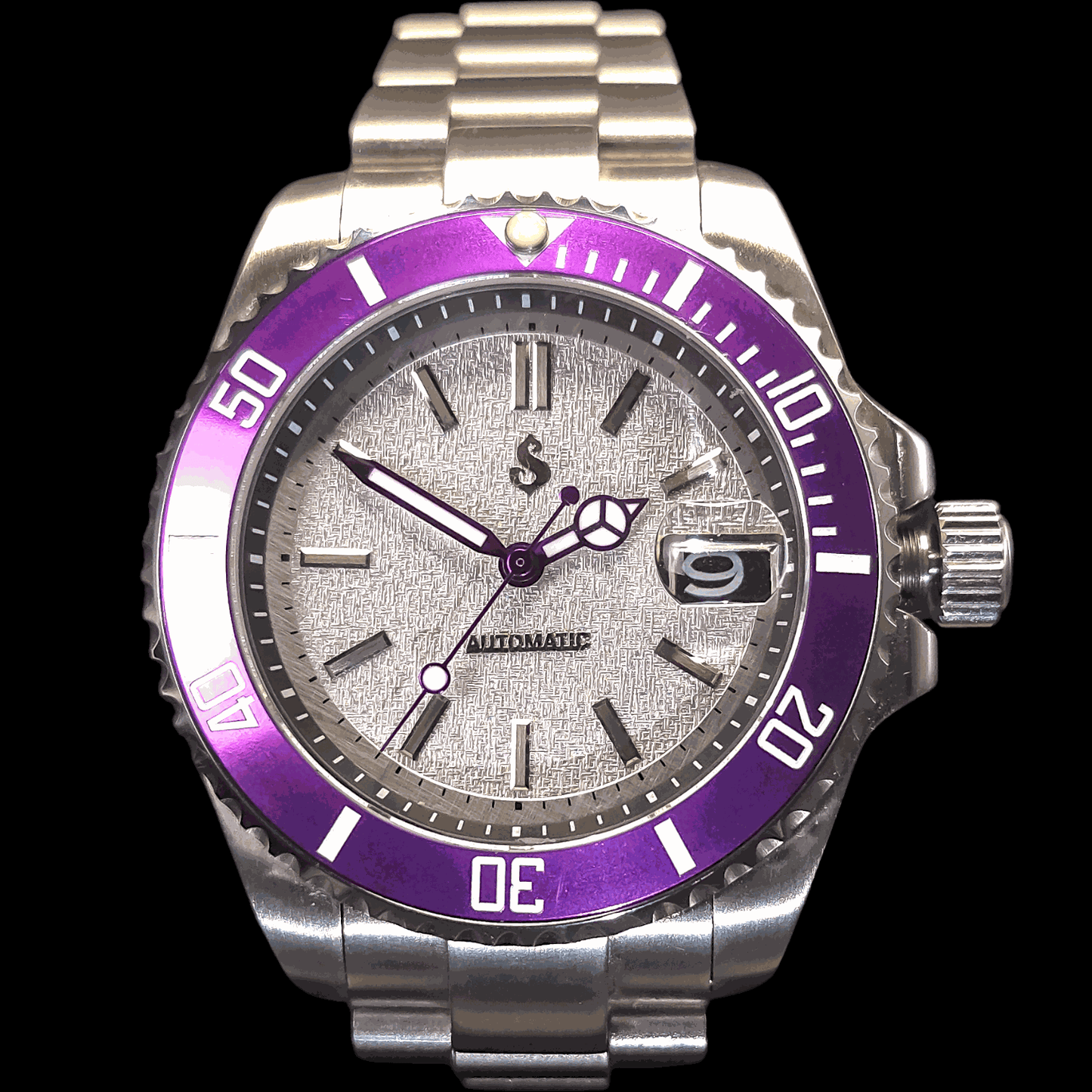 Seiko Mod Submariner Yachtmaster Purple White Joker Sub Diver - Modtime