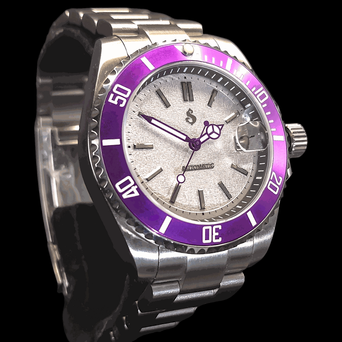 Seiko Mod Submariner Yachtmaster Purple White Joker Sub Diver - Modtime