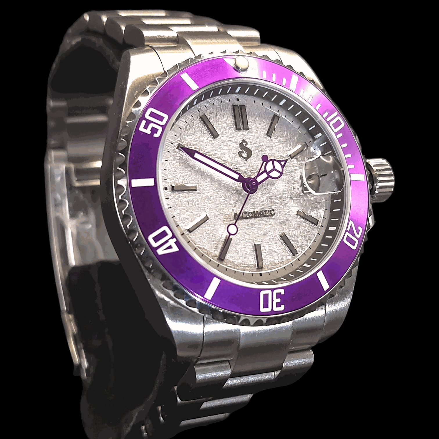 Seiko Mod Submariner Yachtmaster Purple White Joker Sub Diver - Modtime