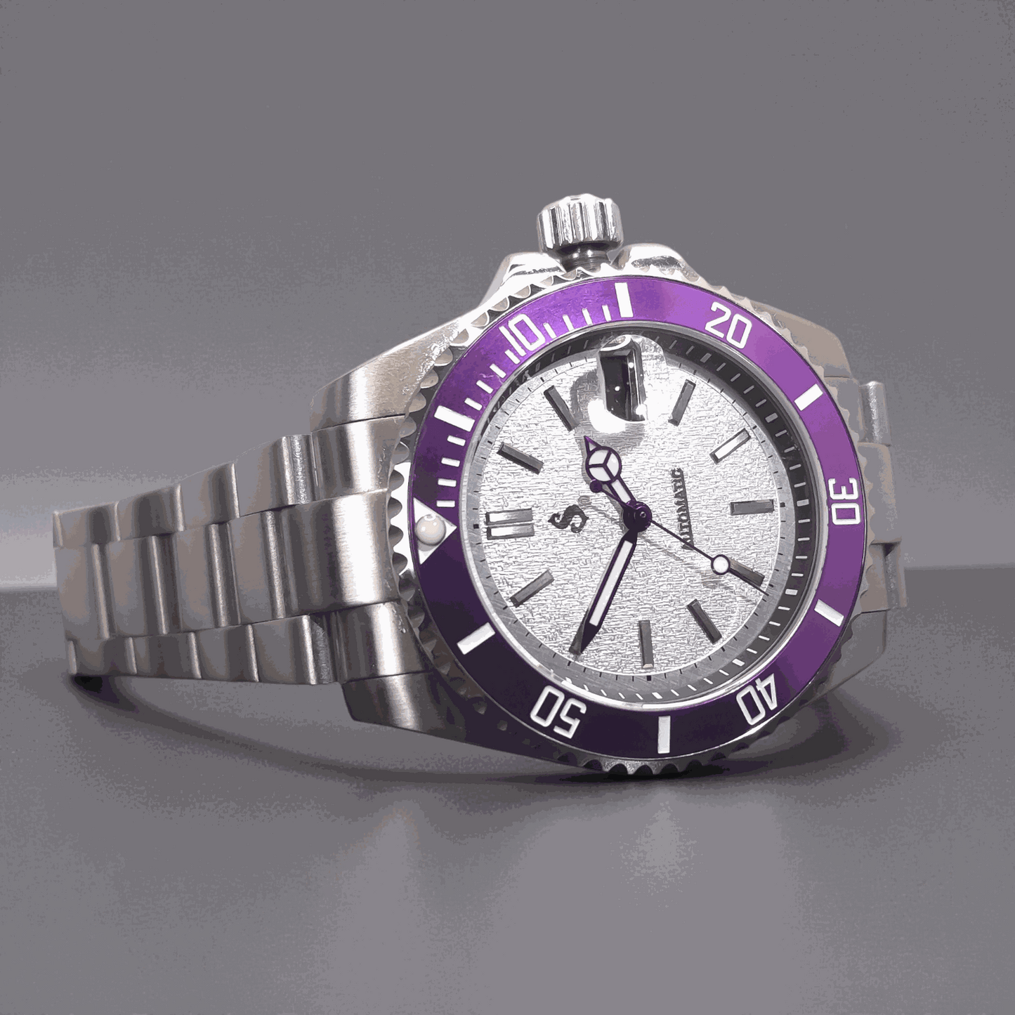 Seiko Mod Submariner Yachtmaster Purple White Joker Sub Diver - Modtime
