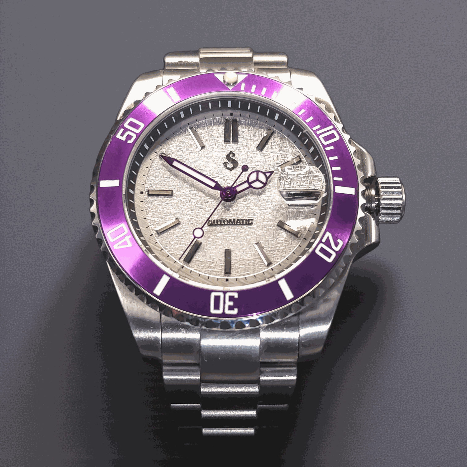 Seiko Mod Submariner Yachtmaster Purple White Joker Sub Diver - Modtime