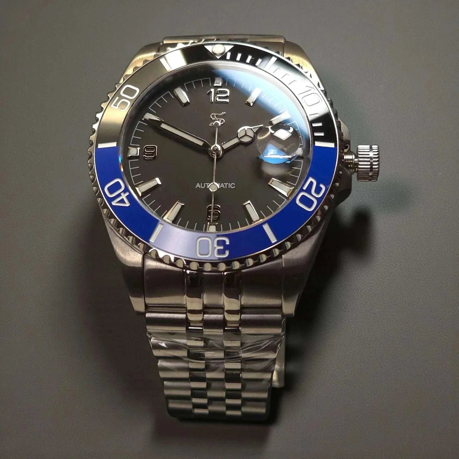 Seiko Mod Submariner Black Dial 42 MM "Batman" diving watch at Modtime Creations 