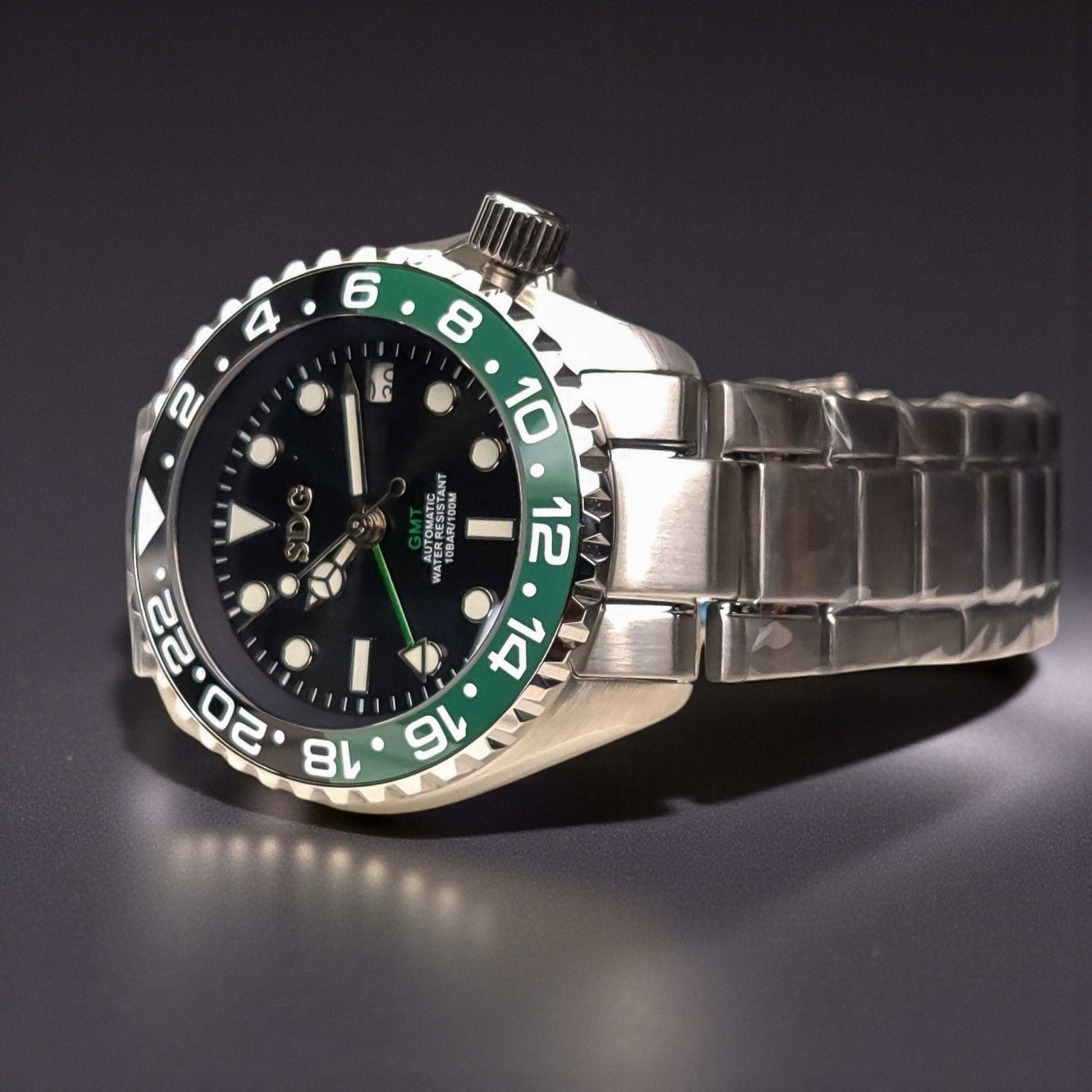 Seiko Mod 42 MM SKX Green Black "Sprite" Diver Mod - Modtime Creations