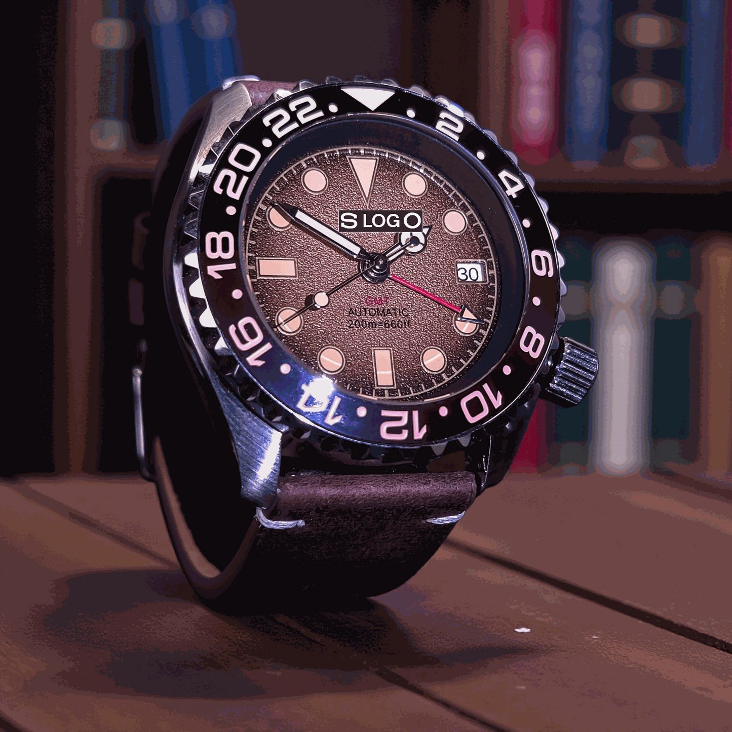 Seiko Mod Watches SKX 42 MM Black Dial Root Beer Yachtmaster at Modtime Creations