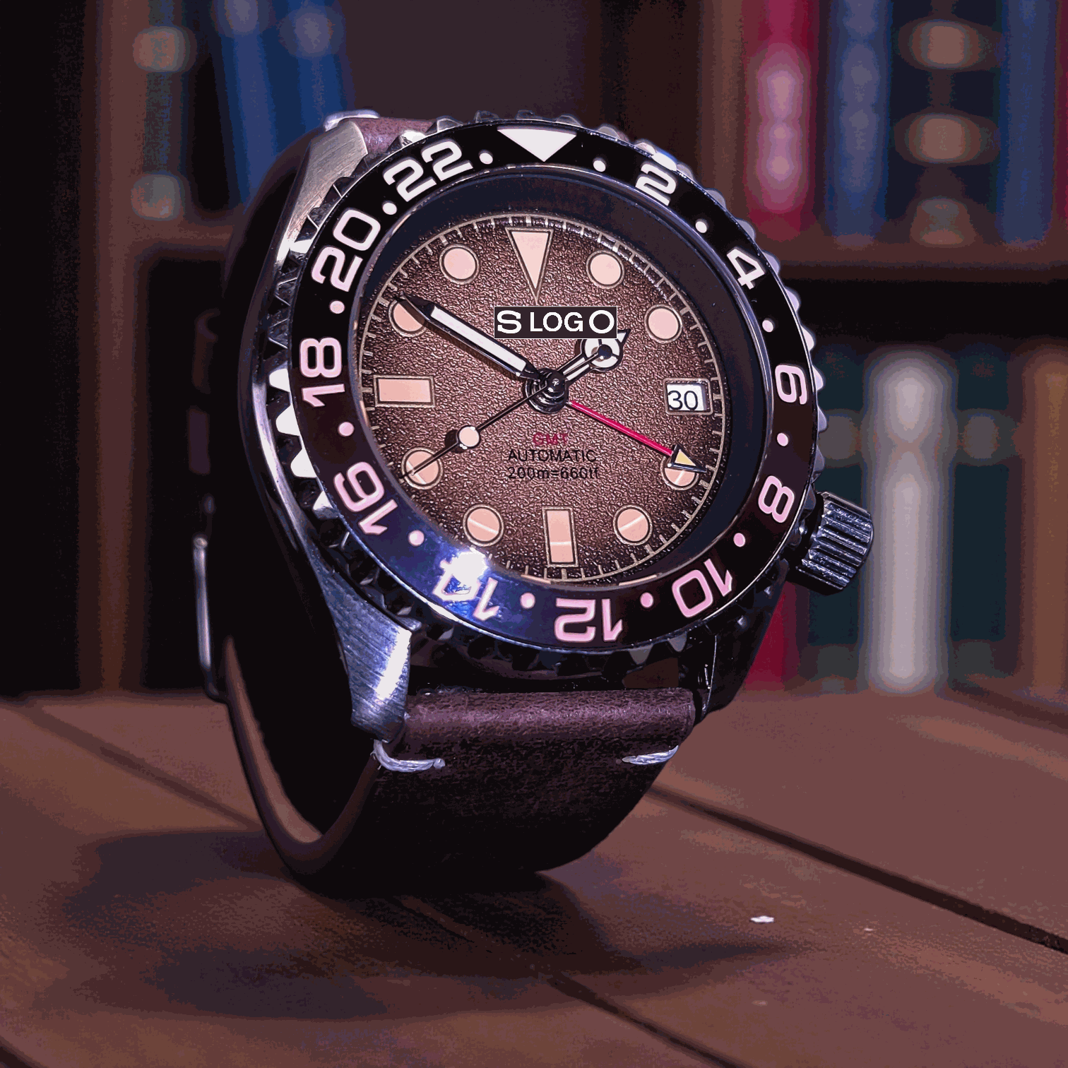 Seiko Mod Watches SKX 42 MM Black Dial Root Beer Yachtmaster at Modtime Creations