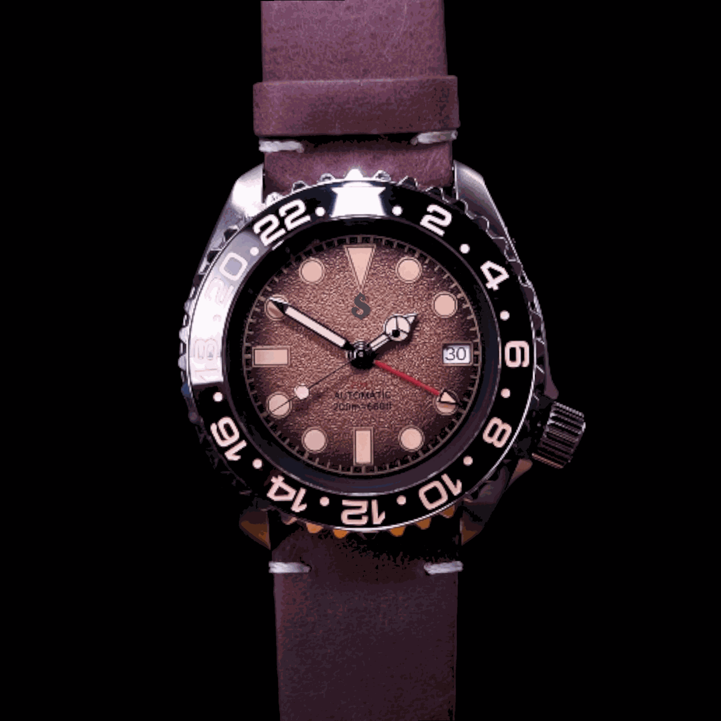 Seiko Mod Watches SKX 42 MM Black Dial Root Beer Yachtmaster at Modtime Creations