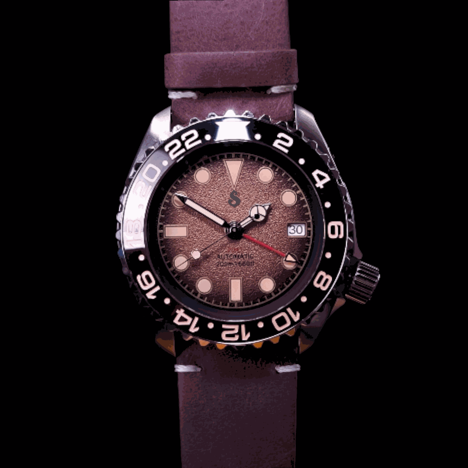 Seiko Mod Watches SKX 42 MM Black Dial Root Beer Yachtmaster at Modtime Creations