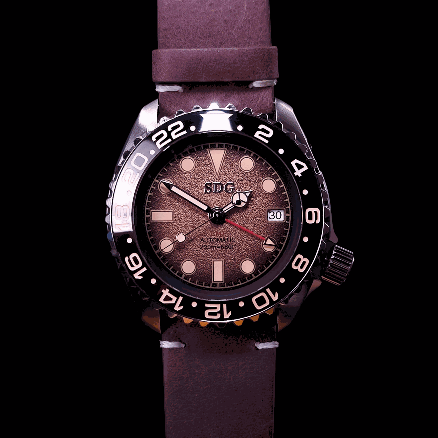 Seiko Mod Watches SKX 42 MM Black Dial Root Beer Yachtmaster at Modtime Creations