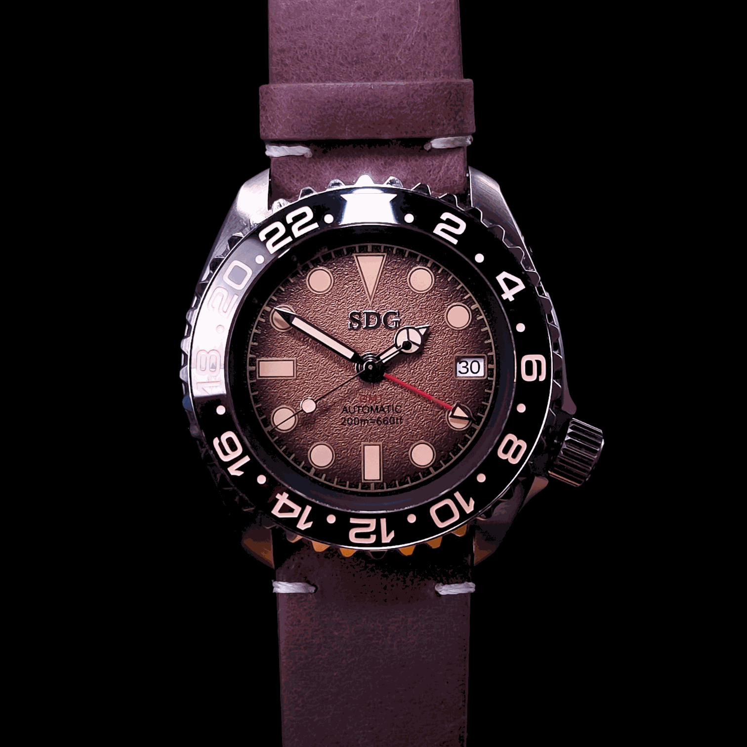 Seiko Mod Watches SKX 42 MM Black Dial Root Beer Yachtmaster at Modtime Creations