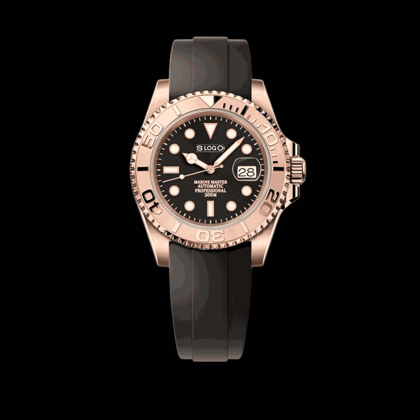 Seiko Mod YachtMaster Diver Black Dial Rose Gold - Modtime Creations