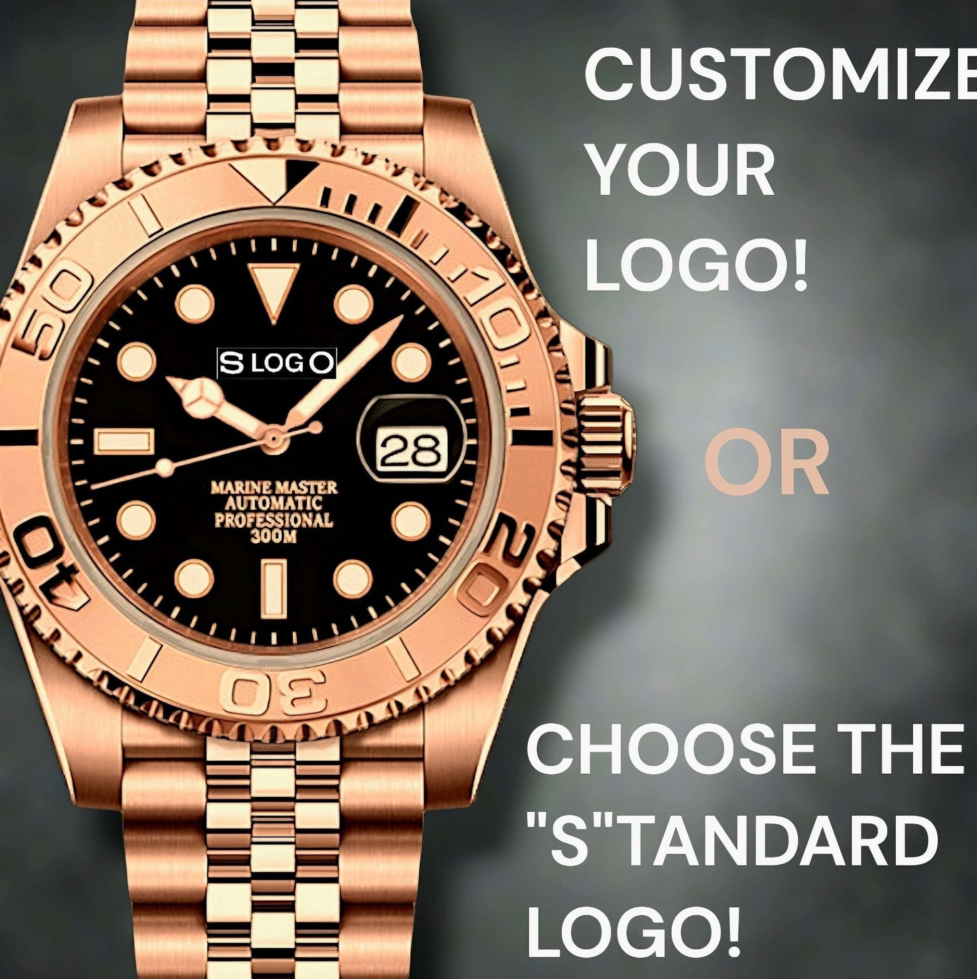 Seiko Mod YachtMaster Diver Black Dial Rose Gold - Modtime Creations