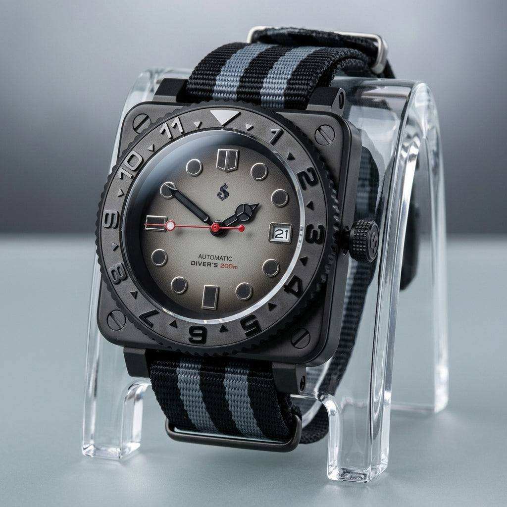 seiko mod square 44 mm submariner Military Diver watch from Modtime Creations 