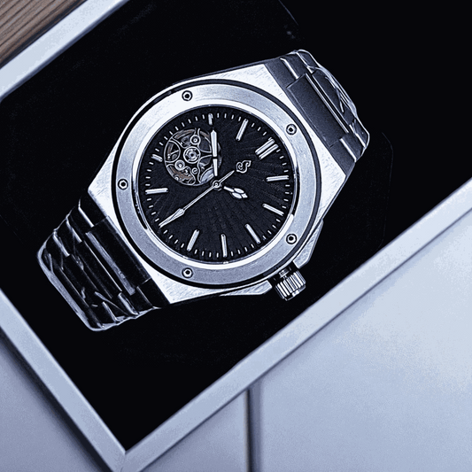 Seiko Mod Black Open Heart Dial - Vintage Modern Fusion - MODTIME