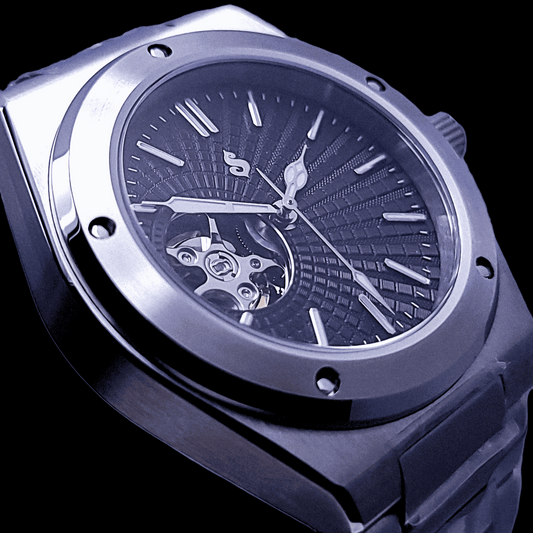 Seiko Mod Black Open Heart Dial - Vintage Modern Fusion - MODTIME