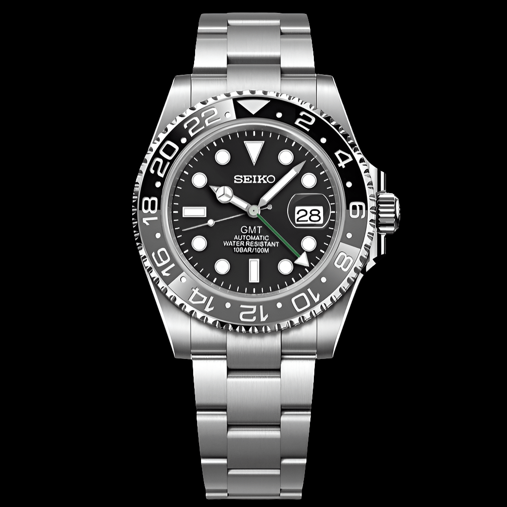 Seiko Mod Custom GMT " Bruce Wayne " Grey Black Series - MODTIME