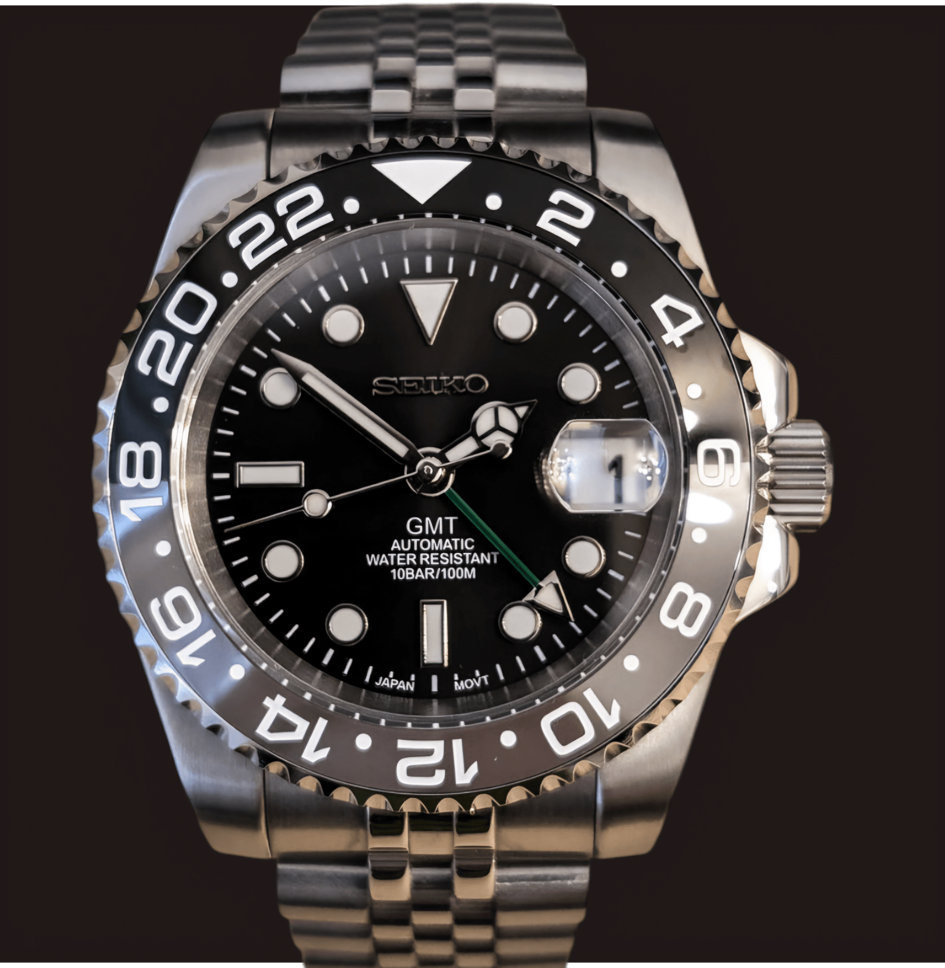 Seiko Mod Custom GMT " Bruce Wayne " Grey Black Series - MODTIME