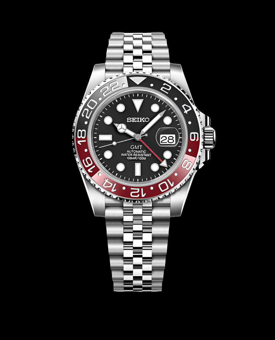 Seiko Mod Custom Red Black Coke GMT - Master Series - Modtime - MODTIME