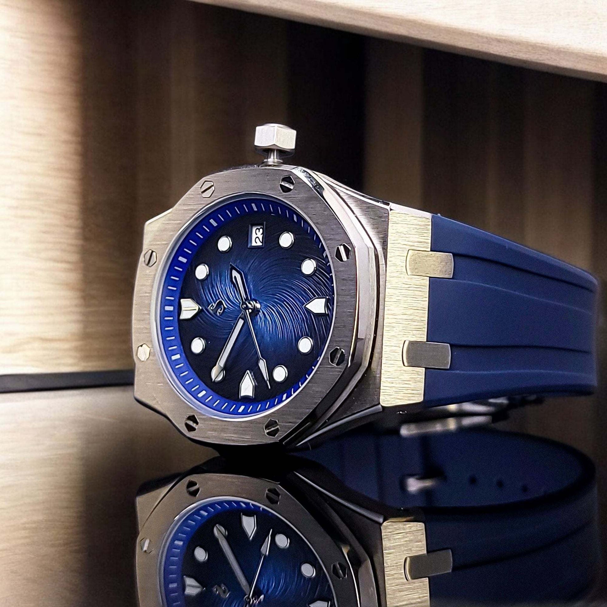 Seiko Mod Heritage "O" aka Seiko Oak Series - Sunburst Blue Dial - MODTIME
