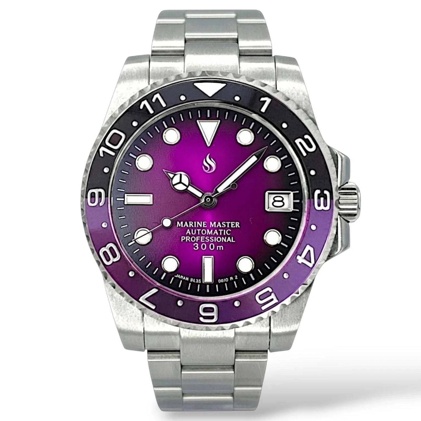 Seiko mod watches Submariner purple fuchsia dial "Joker" diver built by Modtime Creations 