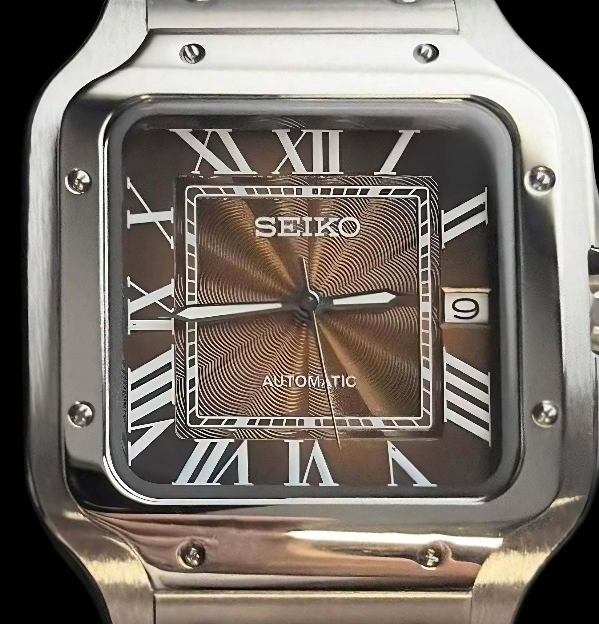 Seiko Mod Santos Homage Series Brown Dial - Modtime - MODTIME