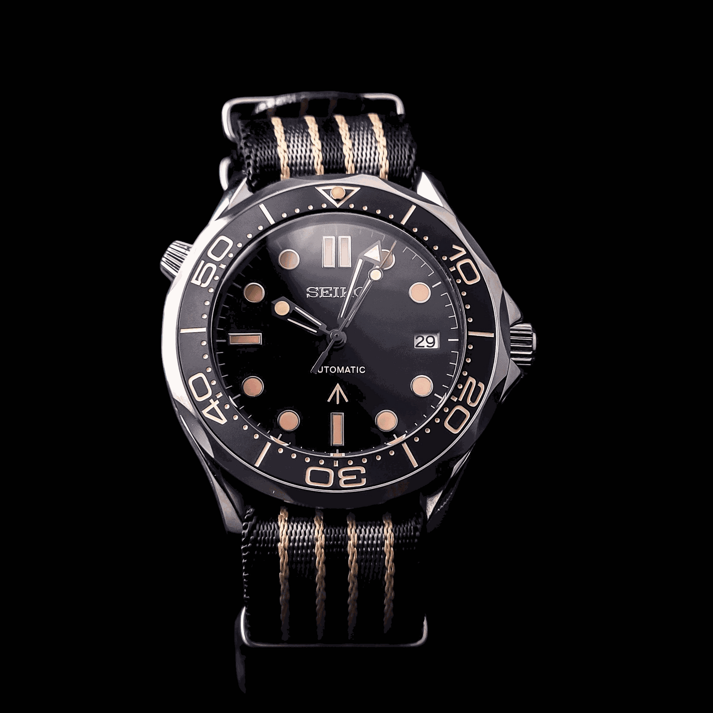 Seiko Mod Sea Master Spectre Homage Black Dial: Dive into Classic Style - MODTIME