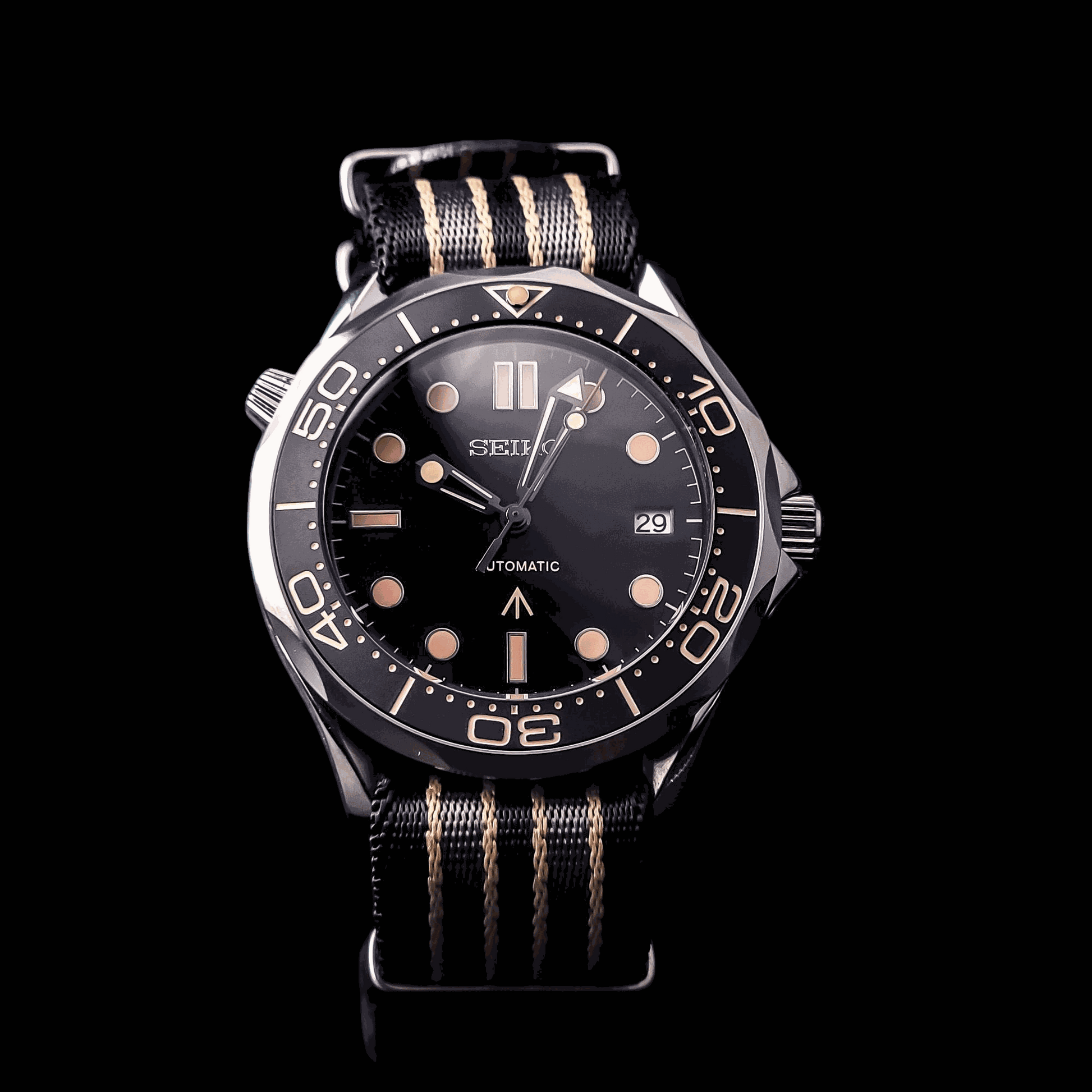 Seiko Mod Sea Master Spectre Homage Black Dial: Dive into Classic Style - MODTIME