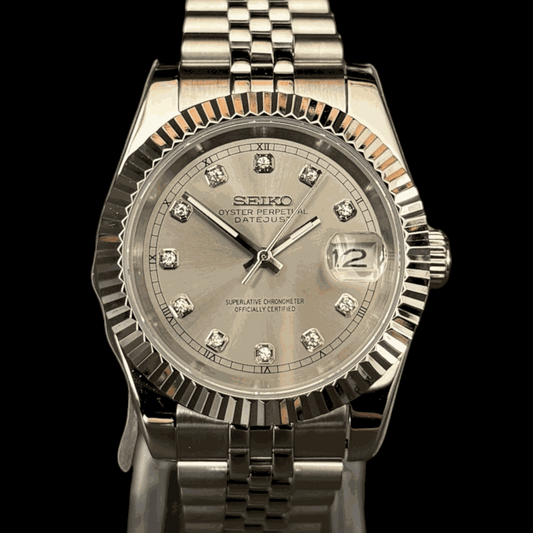 Seiko Mod DateJust Grey Gem Dial - Modtime 
