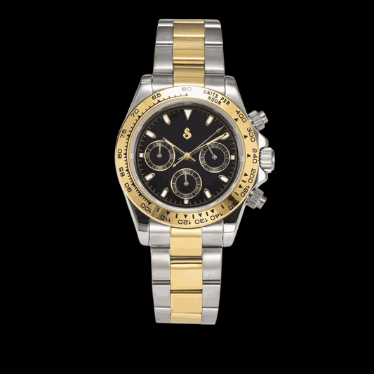 Seiko Mod Seitona Two Tone Bracelet with black dial - Modtime - MODTIME