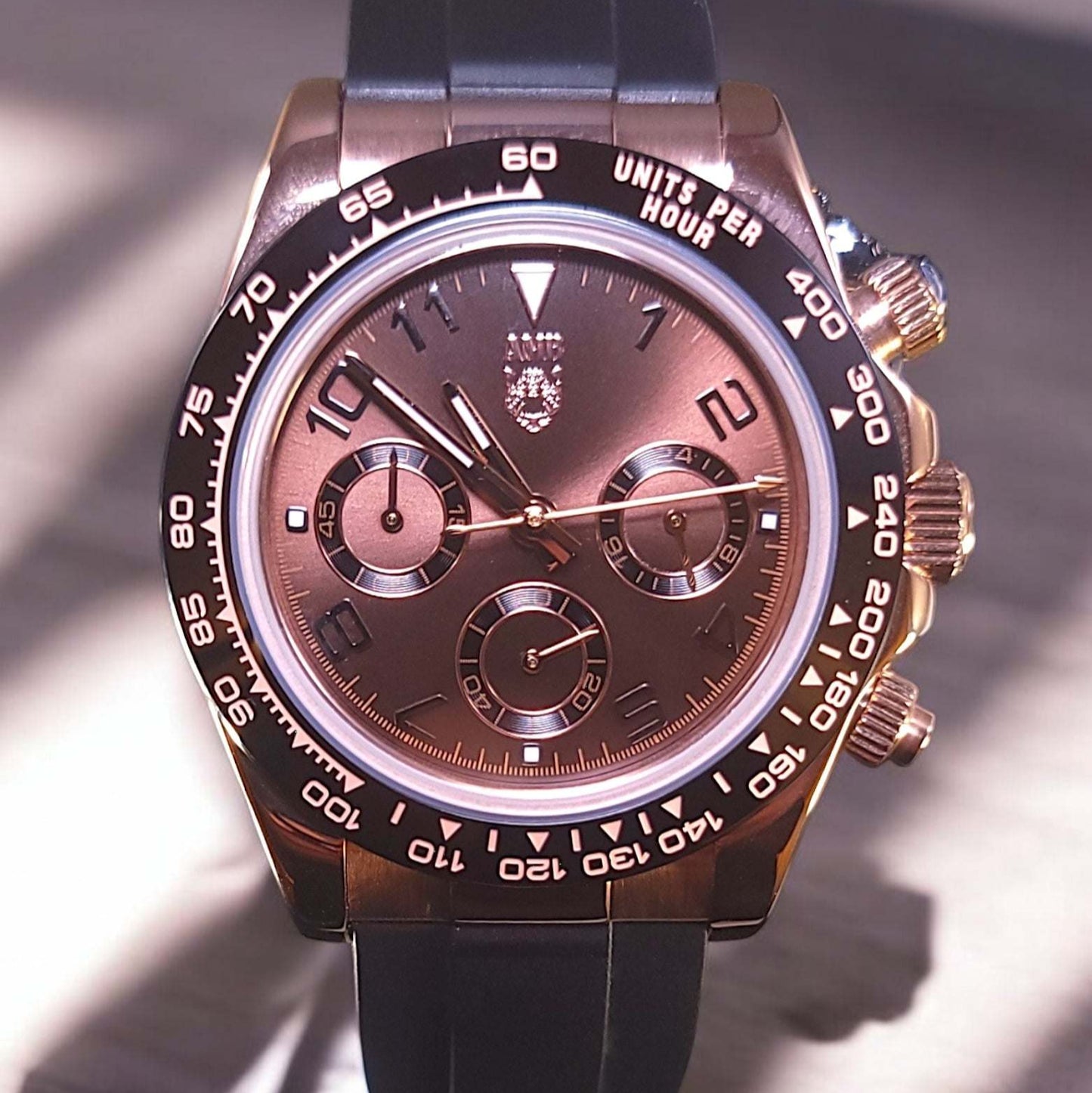Seiko Mod Daytona Homage Stainless Steel Gold Chocolate Dial