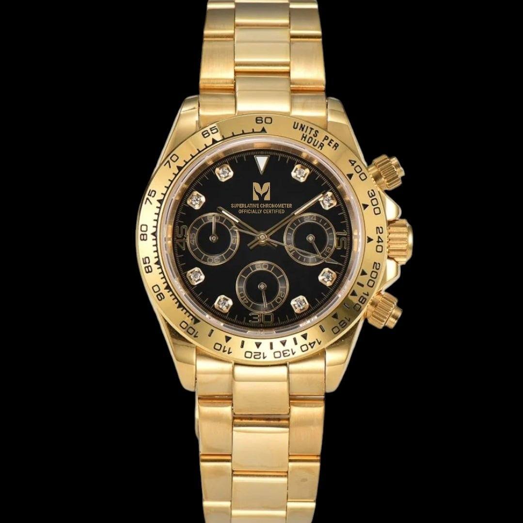Seiko Mod Daytona Homage Stainless Steel Gold-Black Dial