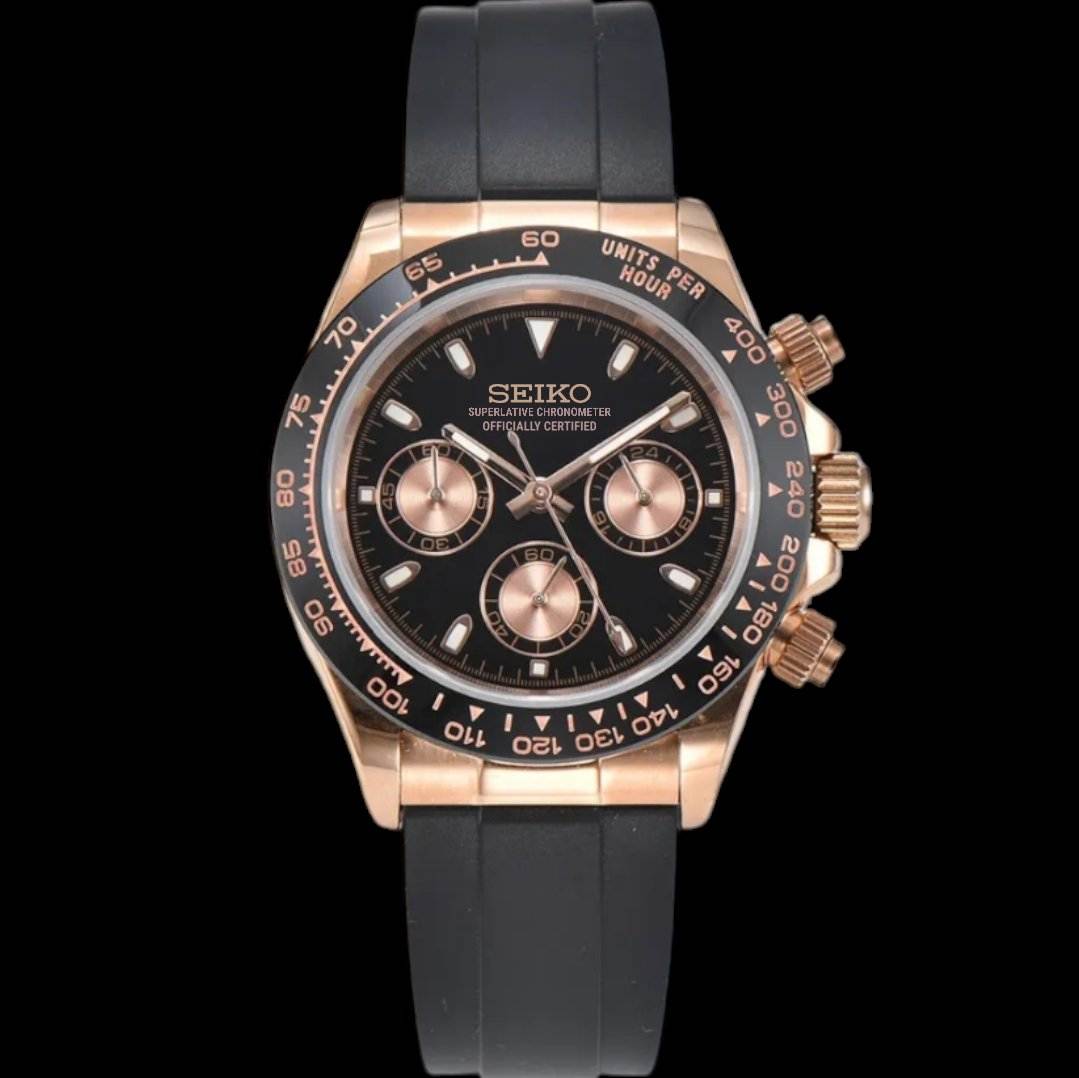 Seiko Mod Watch Daytona Black Gold | Modtime Creations