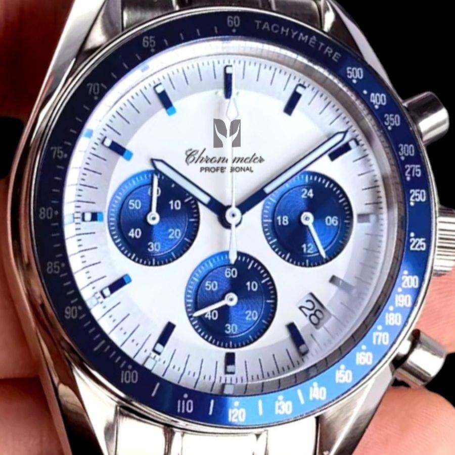 Custom modded Seiko mod Speedmaster blue and white dials Dial 