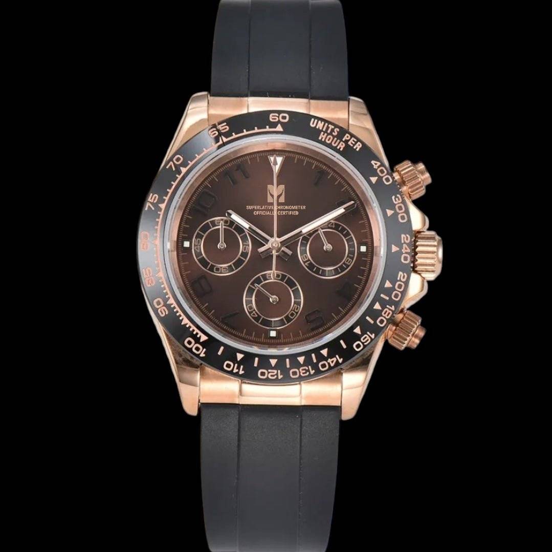 Seiko Mod Daytona Homage Stainless Steel Gold Chocolate Dial