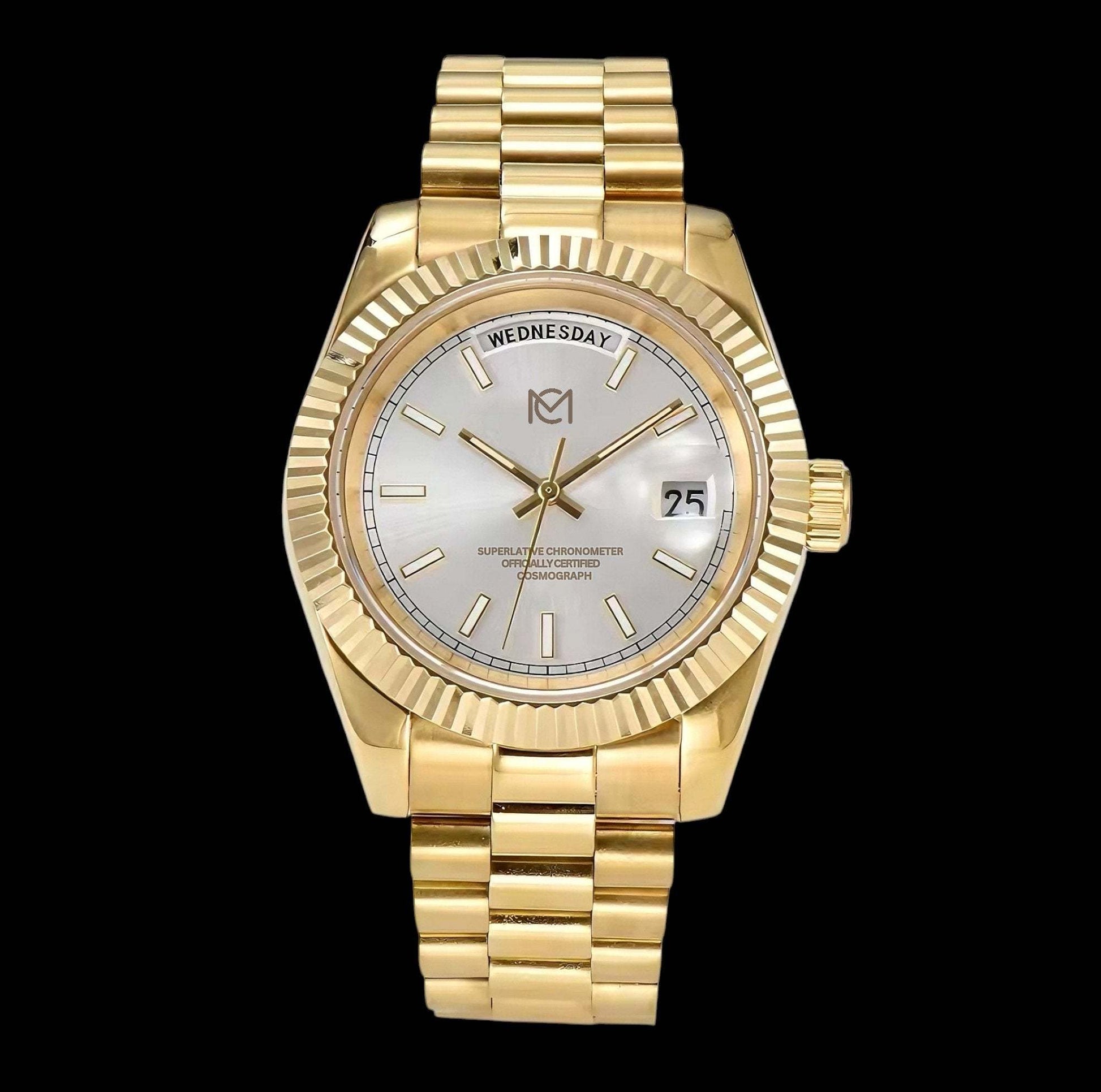 Modded Seiko Daydate white dial - Custom wristwatch band