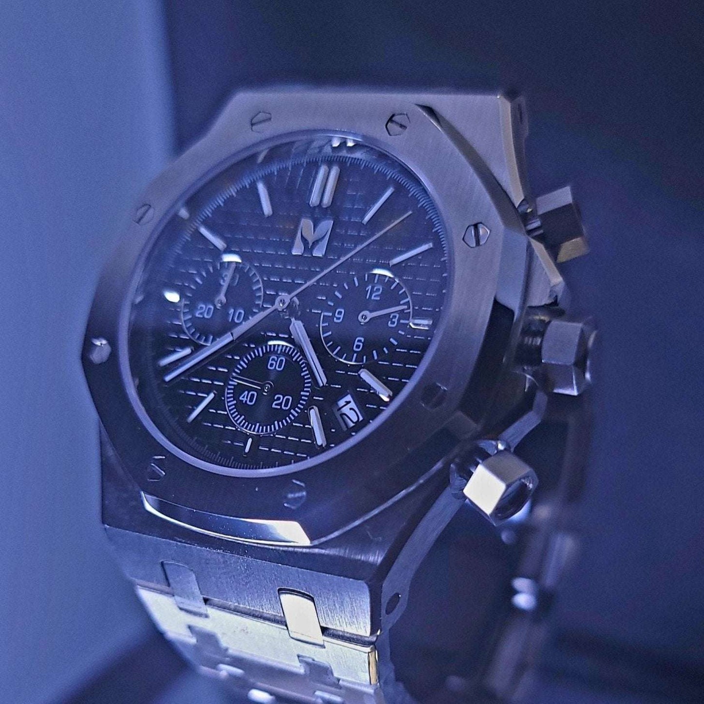 Modded Seiko Royal Oak Chronograph Series Black Dial - Timeless Elegance