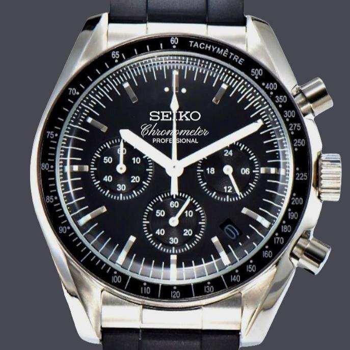 Seiko Mod Speedmaster Homage Black Dial - Timeless Design - Modtime