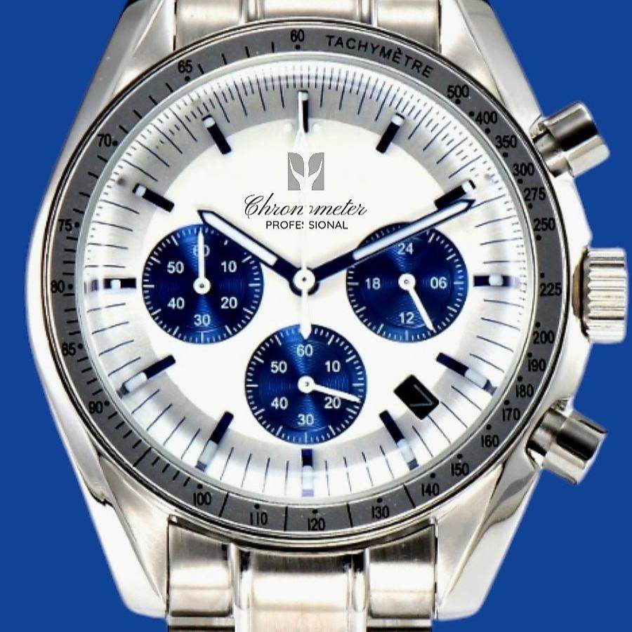 Custom modded Seiko mod Speedmaster blue and white dials  Series 